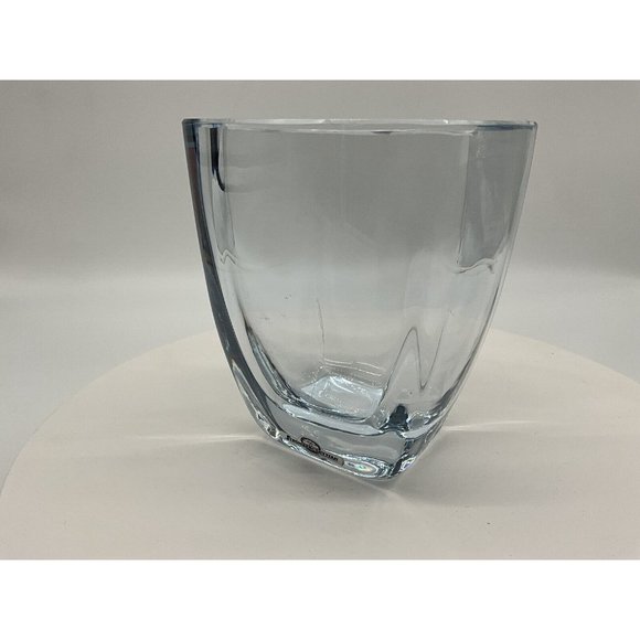 Vtg Strombergshyttan Swedish Art Glass Crystal Vase Blue Hue Artist Signed MCM - Picture 9 of 16
